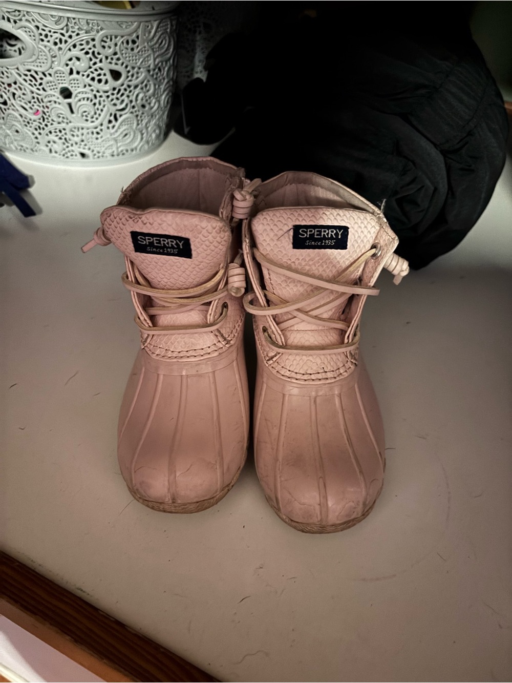 Sperry Kids Pale Pink Waterproof Duck Boots